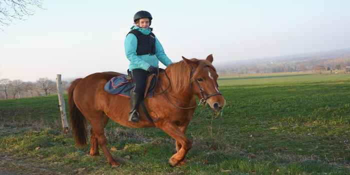 ein junges Mädchen reitet auf einem Pferd