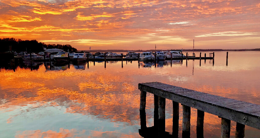 Bild von einem Sonnenuntergang am Fleesensee